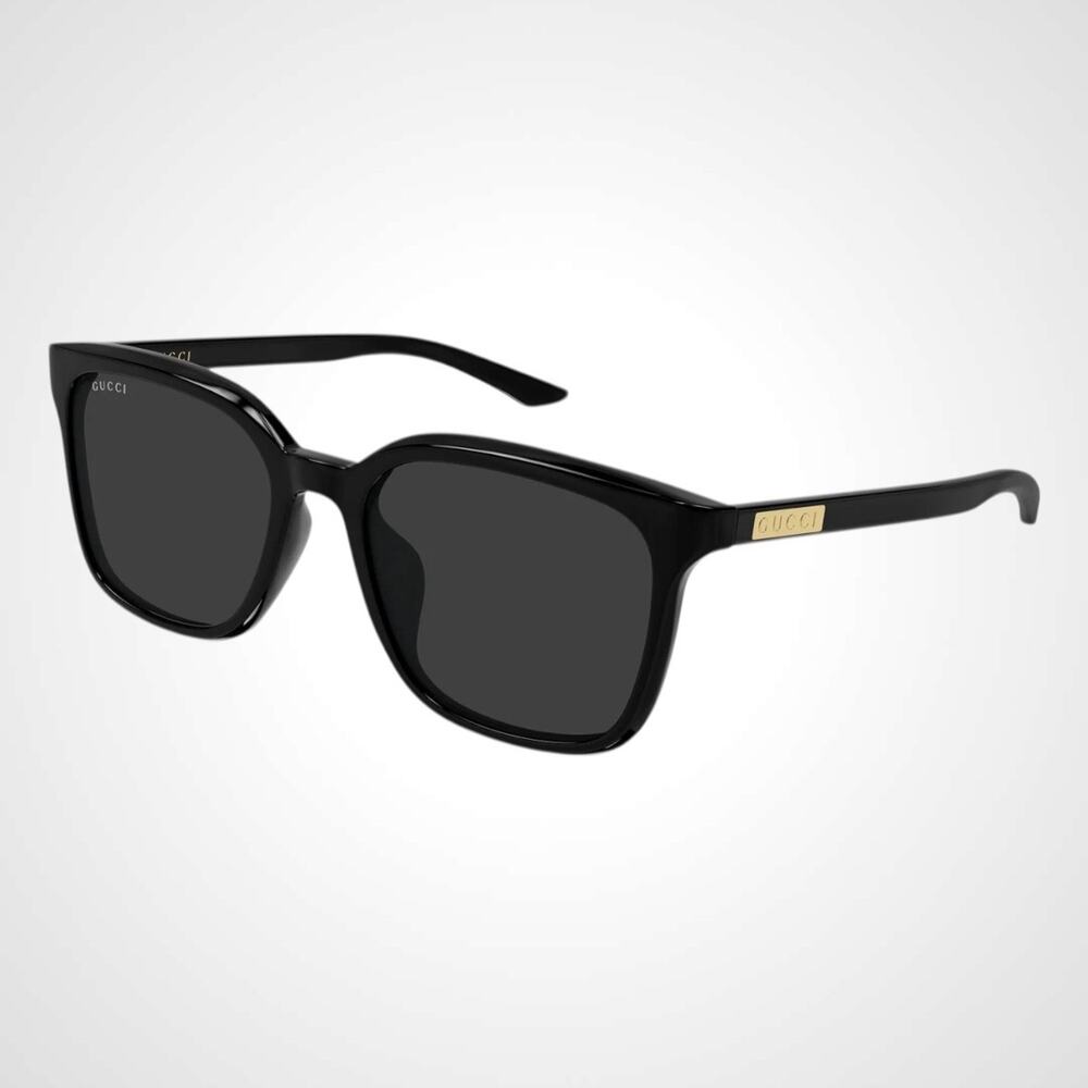 New GUCCI Sunglasses Black Square Acetate Gold Plaque Letter Logo 55-19-145 Mens - Picture 4 of 5